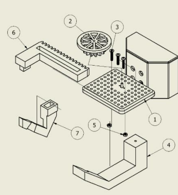 Exploded view of all end-effector parts